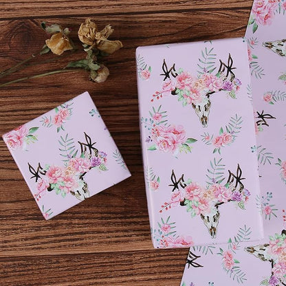 Aimyoo Pink Floral Wrapping Paper Jumbo Roll 17 in x 60 ft, All Accasion Flower Gift Wrap for Wedding Birthday Bridal Shower