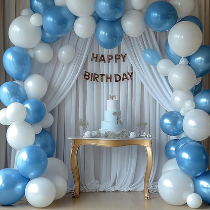 20x10ft Wrinkle Free White Backdrop Curtain for Parties Soft Fabric Drapes Wedding White Curtain Backdrop for Birthday Party Decorations Background for Photography 5x10ft, 4 Panels
