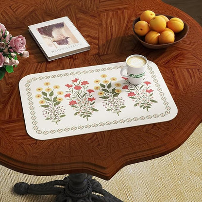 ISAENNE Design Rectangular PVC Placemats Set of 6,Colorful Floral Pattern Placemats, Waterproof and Heat-Resistant,Decoration for Kitchen, Dining, Party, Holiday,12"*17"