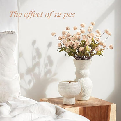 SITUMEIZI Beige Mum Artificial Flowers Beige Faux Silk Mums Mini Chrysanthemum Flowers with Floral Stems 6Pcs for Wedding Centerpieces Decor