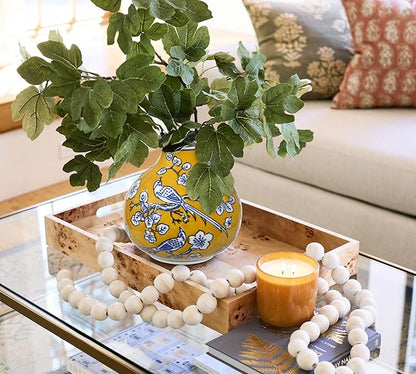 Hollyone Blue and White Vase Porcelain Vases Yellow Small Chinoiserie Decor Yellow Vase Classic Ceramic Gifts Chinese Flower Vases for Bedroom Living Room Console Table Accent Shelf Tabletop Decor