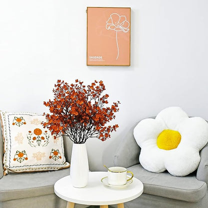 Mandy's Burnt Orange Artificial Baby’s Breath European Flowers 6 Bundles Silk Gypsophila with Bendable Stems for Fall Thanksgiving & Christmas Centerpiece Wedding Decor and Table Arrangements