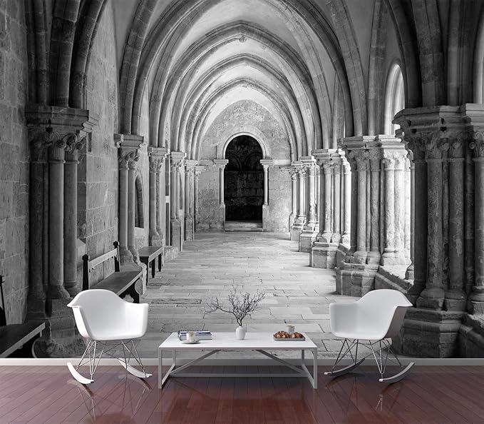 Eierme-Vaulted Ceiling Inside The Monastery, Panoramic View of Beautiful Arcades Peel and Stick 90" x 67"