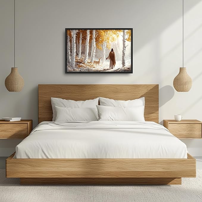 Christian Large Wall Art Religious Framed Wall Decor for Living Room, Jesus Pictures Oversized Canvas Print Painting Modern Extra Large Framed Artwork for Bedroom Office Home Decor 36"x24"
