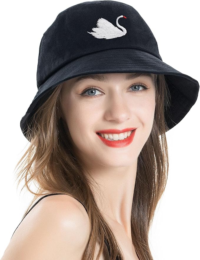 ZLYC Unisex Fashion Embroidered Bucket Hat Summer Fisherman Cap for Men Women