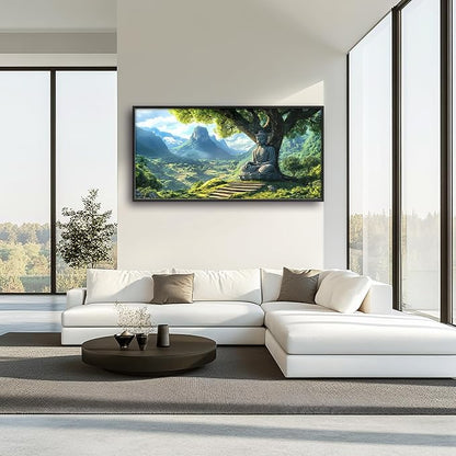 Buddha Large Wall Art Framed Wall Decor for Living Room Mountains Pictures Oversized Canvas Print Painting Modern Extra Large Artwork for Bedroom Office 60"x30"