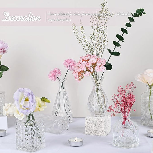 Glass Bud Vase Set of 24, Small Clear Flower Vases for Centerpieces in Bulk, Mini Vintage Vase for Wedding Decor, and Home Table Décor