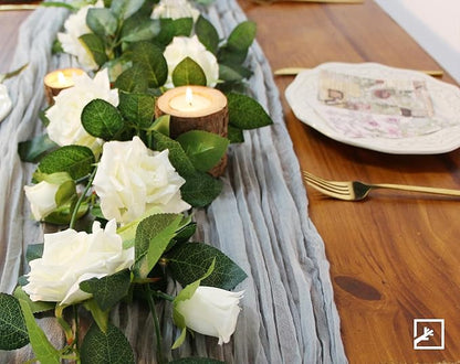 ZIFTY 5Pcs 32.5FT White Flower Garland Fake Vines Faux Artificial Floral Garland for Wedding Decortions Hanging Rose Ivy for Arch Garden Ceremony Background Outdoor Wall Decor