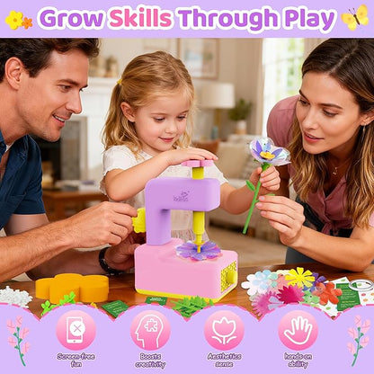 Kiditos DIY Flower Maker Toy Kit – Fabric Flower Bouquet Machine with Accessories, Creative Arts & Crafts Activity Set – Birthday Present, Party Favor & Christmas 2025 Holiday Gift for Kids Ages 3+