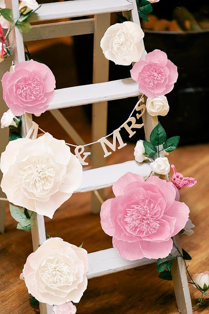 Crepe Paper Flowers Decoration for Wall, Artificial Flowers for Wedding Decor,Flower Backdrop Decor,Baby Shower,Birthday Party, Photo Backdrop, Nursery Wall Decor (Pink;Set/6)