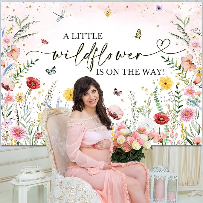 Avezano 8 x 6 ft Wildflower Baby Shower Backdrop Watercolor A Little Wildflower is On The Way Baby Shower Party Decorations Wildflower Theme Girl Banner Photoshoot Props