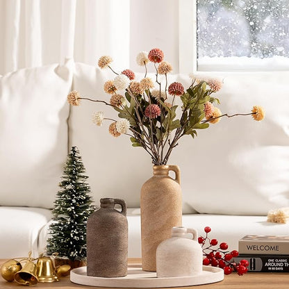 Ceramic Vase Home Table Decor - Flower Vase Set of 3 Living Room Kitchen Decorations Farmhouse Modern Rustic Vases Decorative Centerpiece for Shelf Bedroom Office Bathroom Dining Coffee Desk