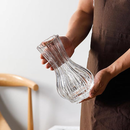 10" Decorative Modern Flower Vase for Floral Arrangements, Large Elegant Clear Glass Vase for Bouquet(Transparent) (Clear, 01)