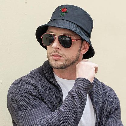 ZLYC Unisex Fashion Embroidered Bucket Hat Summer Fisherman Cap for Men Women