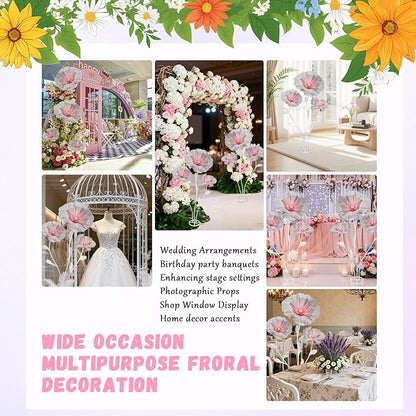 Giant Flowers for Decoration, 5.58 ft Artificial Silk Flower for Wedding Birthday Baby Shower Christmas Party Banquet Background Decor, Home Décor Backdrop Hotel Shop Display Props, Grey Pink