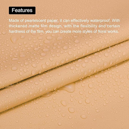 MECCANIXITY Pearlescent Film Flower Wrapping Paper 22.8x22.8 Inch Waterproof for DIY Crafts, Gift/Gift Box Packaging Cream Orange Pack of 10