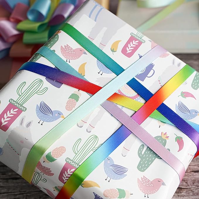MEEDEE Pastel Satin Ribbon Pastel Rainbow Ribbon Pastel Color Craft Ribbons 3/8 inch Gift Ribbons for Gift Wrapping Wedding Pride Party Birthday Party Decoration Hair Bow - 50 Yards