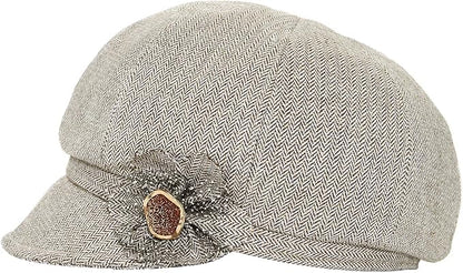 Women Retro Classic Visor Newsboy Cabbie Cap Beret Hats with Flower Buckle for Woman Ladies