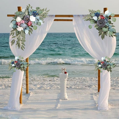 Grey White Wedding Arch Flowers, Faux Flower Swag Set of 2, Grey White Floral Swag for Wedding Arch Welcome Signs, Reception Ceremony Signs Decor