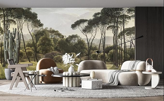 Wall Mural Peel and Stick Vintage Floral Mural- Thick Canvas Waterproof Wallpaper Art for Living Room Bedroom, Large Self-Adhesive Decor (Color-6, 137×98 inch)