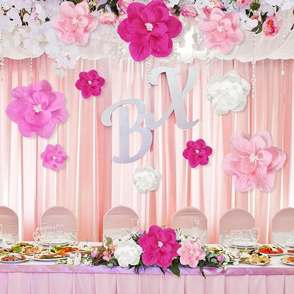 Giant Paper Flowers Artificial Large Paper Flower Decoration for Handcrafted Wall Backdrop Christmas Mexican Wedding Graduation Bridal Shower Birthday Party Supplies(Pink Gradient,18 Pcs)