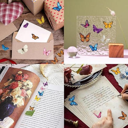 600Pcs Butterfly Stickers,Self-Adhesive PVC Vintage Butterfly Stickers for Scrapbook, Laptop, Journal, DIY Project, Window, Envelope Spring Themed Party Decors