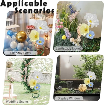 Artificial Paper Flowers Wedding Decorations - Flowers Decor Fake Floral Arrangements Flower Panels for Backdrop for Wedding Reception Arrangements Shop Window Display 3 Pack (Yellow Blue White)