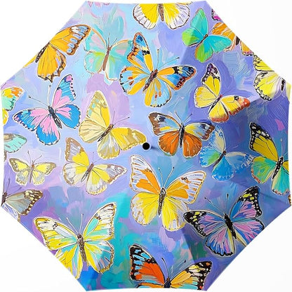 Small Compact Travel Automatic Folding Umbrella for Women, Portable Lightweight, Rain, Wind, UV Sun Shade
