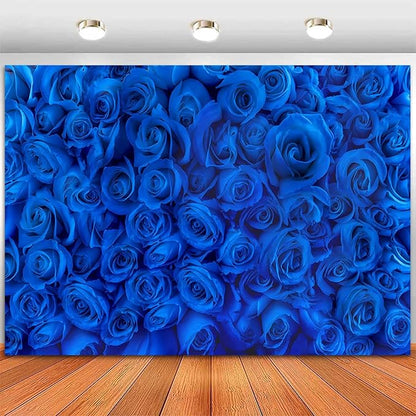 Blue Rose Flower Backdrop Royal Blue Rose Floral Valentines Day Photography Background Wedding Bridal Shower Photo Backdrops Birthday Party Decorations Portraits Photo Shoot Props 7x5ft
