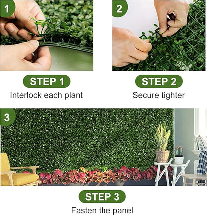 24 Pieces 24"x 16" Artificial Boxwood Panel, Grass Wall Panel, Boxwood Hedge Wall Panels UV Protected Suitable for Artificial Green Wall Decor, Fence Garden Wedding Backyard Decor