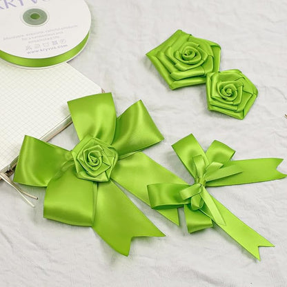 Apple Green Satin Ribbon, Double Faced 7/8 Inch X 25 Yards Apple Green Ribbon, Premium Satin Ribbon for Gift Wrapping, Crafts, Hair Bow Making, Sewing, Flower Bouquet, Wedding Party Decor