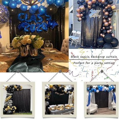 Black Sequin Backdrop 8FTx8FT 1 Panel Sequin Backdrop Curtain for Parties Glitter Backdrop Drapes for Wedding Baby Shower Photography Background