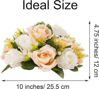 Flower Centerpieces for Wedding Tables: Wedding Table Decorations Peachy Champagne & White Flower Balls Centerpieces for Engagement Cerebration Party Center Pieces 2 Packs
