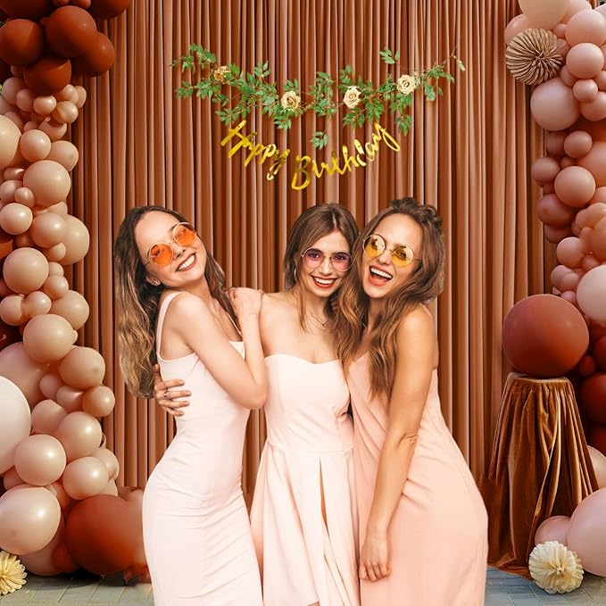 10 x 10 Feet Bronze Backdrop Curtain for Partie, Background Curtains for Photoshoot, Birthday, Wedding, Halloween, Thanksgiving, Christmas, New Year Party Decorations 5Ft x 10Ft, 2 Panels