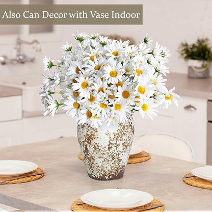 5 Bunches 16 inch - Realistic White Artificial Silk Daisy, Faux Wildflowers Bouquets with Stems for DIY Flower Arrangement Home Garden Wedding Decoration