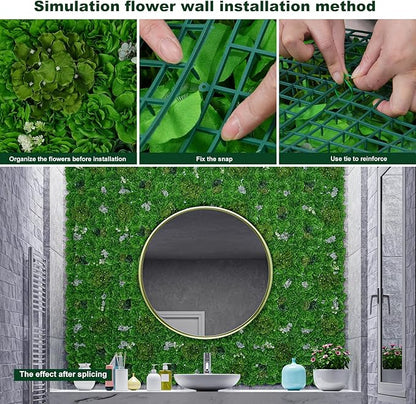 Flower Wall Backdrop 9pcs 16.5x16.5 Inch Flower Wall Decor Artificial Floral Wall Panel Ideal for Wedding Celebrations, Festive Party Birthday Backdrops and Elegant Home Decor