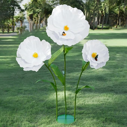 5.8 Ft Giant Artificial Flowers,Large Paper Flower,Huge Poppy Flowers Decoration for Wedding,Hotel,Office,Window Display and Home Farmhouse Decor(White)