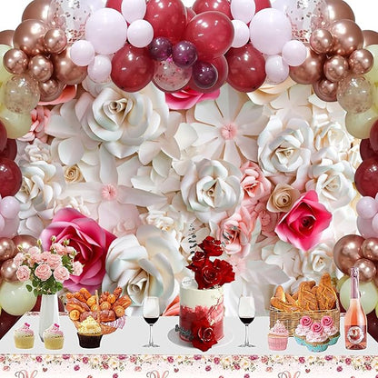 Baocicco 10x6.5ft Pink and White Paper Flowers Background Photography Backdrop Paper Flower Wall Gorgeous Wedding Flower Backdrops Beautiful Bride Baby Newborn Kids Background Props Portraits Booth