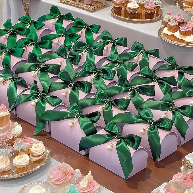 Dark Green Ribbon 1 Inch Christmas Ribbon Emerald Green Satin Ribbons 50 Yards for Gift Wrapping Bows Crafts Wreath Christmas Tree Xmas Decorations