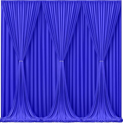 Wish Care Royal Blue Backdrop Curtains - 6 Panels, Wrinkle-Free, Polyester, Photography Drapes for Baby Shower, Birthday Party, Photo Background Backdrop Stand - 24 X 10FT (Royal Blue)