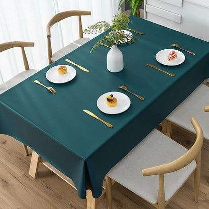 Rectangle Table Cloth,100% Waterproof Tablecloth Oil Proof Spill Proof Vinyl Table Cloth, Wipe Clean Plastic Table Cover for Dining, Camping, Indoor and Outdoor 54" x 84",Navy Blue