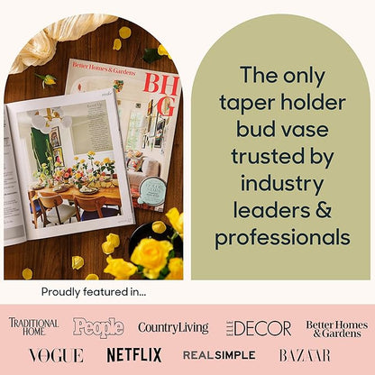 Base Vase (3-Pack) - The Bud Vase That Fits in Taper Candle Holders | Create Floral Arrangements for Tablescapes, Centerpieces, Weddings and Home Decor (Sea Glass Edition)