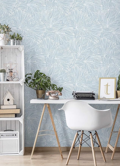 Heroad Boho Peel and Stick Wallpaper Blue Floral Contact Paper Modern Removable Self-Adhesive Wallpaper for Bedroom Living Room Cabinets Decoration Thicken Vinyl Roll Renter Friendly 17.3" x 98"