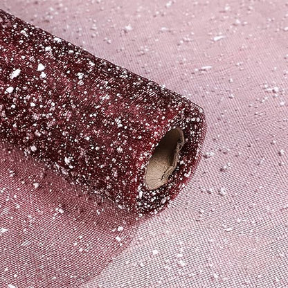 Korean Style Flower Wrapping Mesh Snow Dot Yarn Floral Bouquet Wrapping Paper Gift Packaging Supplies for Fresh Flowers,DIY Crafts 1Roll 19.7inch x 4Yard (Wine Red)