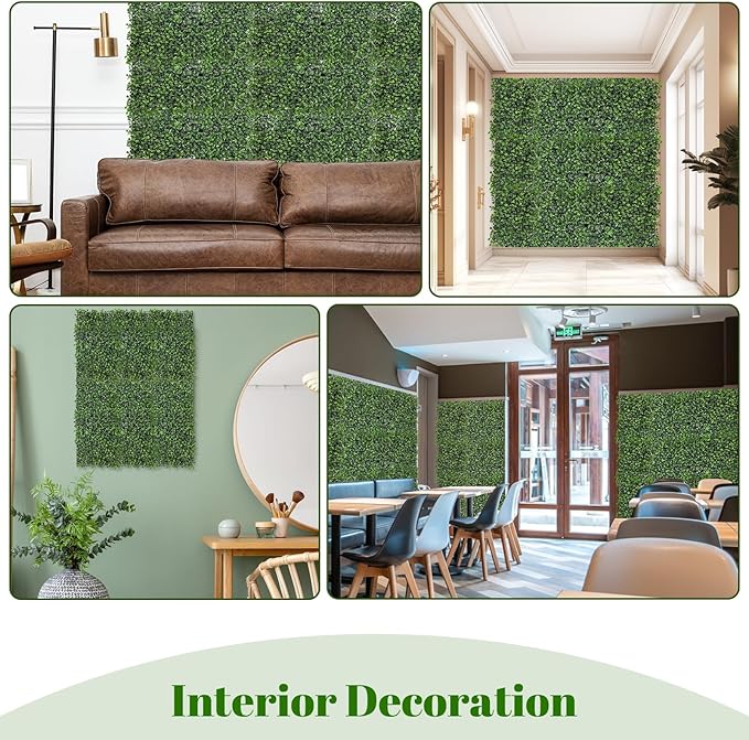 Grass Wall Panel Greenery Wall Artificial Grass Backdrop 10 * 10in 12Pcs Decorative Background Wall for Outdoor Interior Decor Hedge Wall for Garden Party Wedding Backdrop