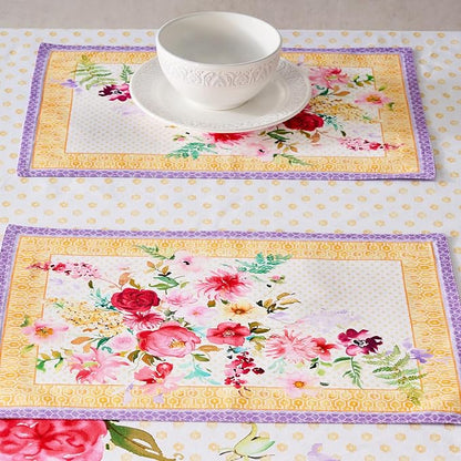 Maison d' Hermine Placemat 100% Combed Cotton Premium Cloth Placemats 13"x19" Decorative Washable Place Mats for Home, Kitchen, Dining, Cocktail Parties & Camping - Summer Joy (Set of 4)