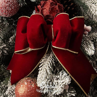 Ribbli Dark Red Velvet Wired Ribbon 4 Inch Luxury Matte Velvet Christmas Ribbon for Gift Wrapping Christmas Tree Decoration Crafts Wreaths Supplies - 10 Yards