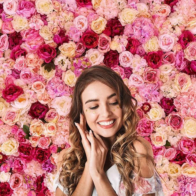 Roses Flowers Backdrop Valentine's Day Pink Red Rose Photography Background Various Floral Roses Backdrop for Anniversary Birthday Wedding Baby Shower Children Adults Photo Prop Backgrounds 6x4ft