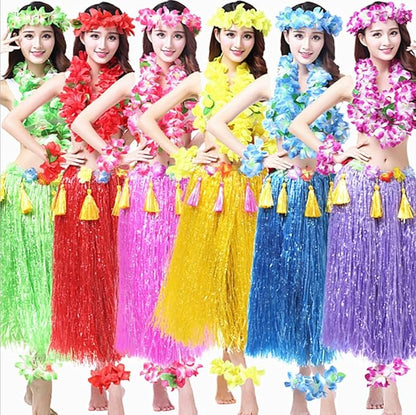 ALIMITOPIA Hawaiian Hula Leis Dance Wreath Garland Artificial Flowers Fabric Neck Loop for Luau Party Costumes (Blue;4pcs)