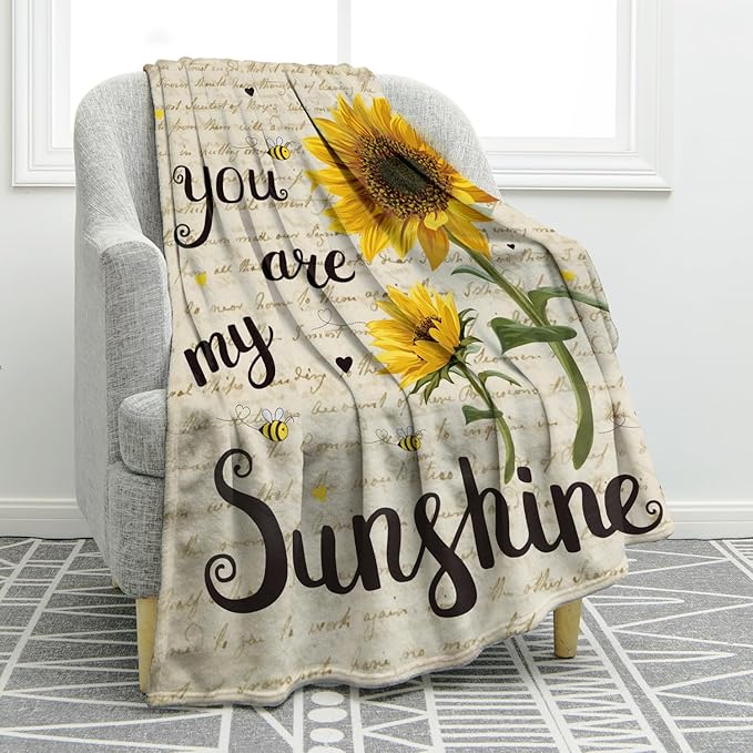 Jekeno Sunflower Gifts Blanket for Women Girls, Sunflowers Throw Gifts for Sunflower Lovers Adult Kids, You are My Sunshine Gift Blanket for Home Bed Couch